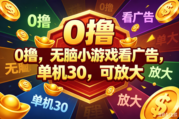 （18758期）0撸，腾讯出品，无脑小游戏看广告，单机30，可放大-邪修侠 - 演示
