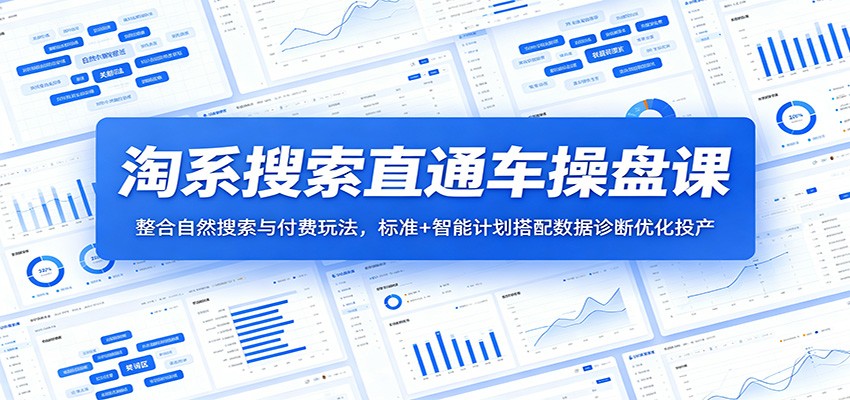 淘系搜索直通车操盘课：整合自然搜索与付费玩法，标准+智能计划搭配数据诊断优化投产