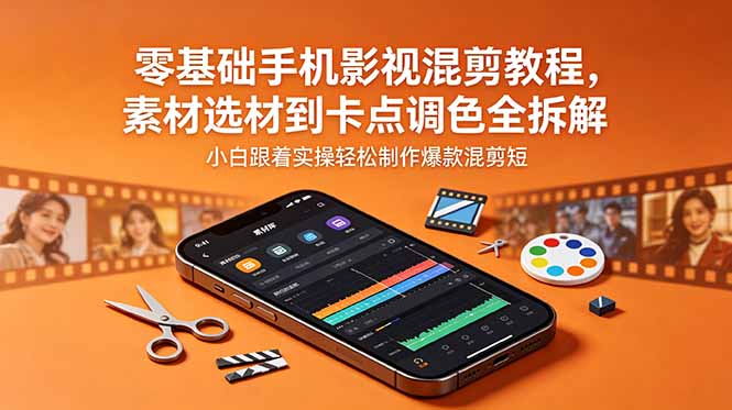 零基础手机影视混剪教程，素材选材到卡点调色全拆解，小白跟着实操轻松制作爆款混剪短片-怪兽网创俱乐部