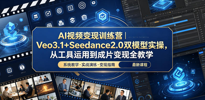AI视频变现训练营|Veo3.1+Seedance2.0双模型实操,从工具运用到成片变现全教学-羽桐社资源站