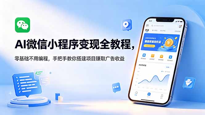 AI微信小程序变现全教程，零基础不用编程，手把手教你搭建项目赚取广告收益-怪兽网创俱乐部