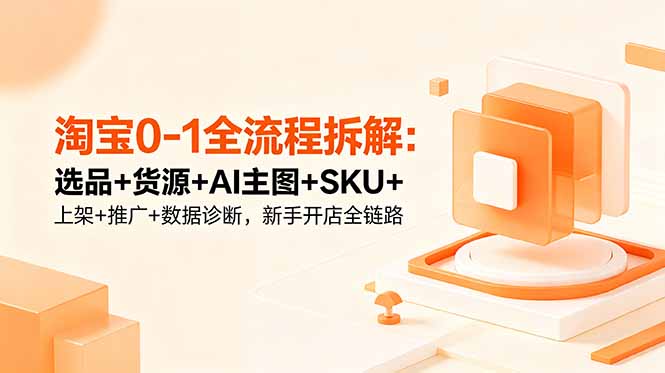 淘宝0-1全流程拆解：选品+货源+AI主图+SKU+上架+推广+数据诊断，新手开店全链路