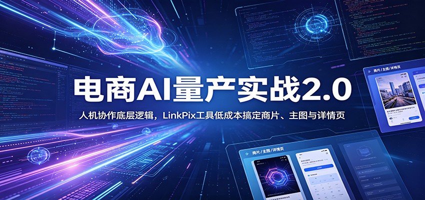 电商人AI量产实战2.0：人机协作底层逻辑，LinkPix工具低成本搞定商片、主图与详情页-邪修侠 - 演示