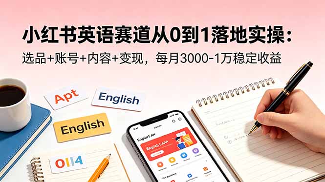 小红书英语赛道从0到1落地实操：选品+账号+内容+变现，每月3000-1万稳定收益-多课资源站