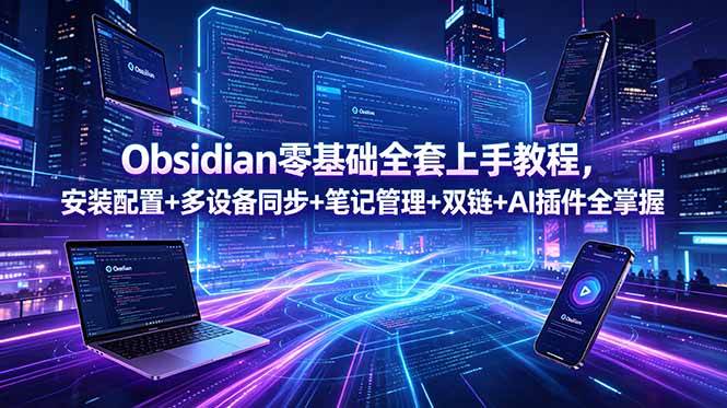 (18797期)Obsidian零基础全套上手教程,安装配置+多设备同步+笔记管理+双链+AI插件全掌握-邪修侠 - 演示