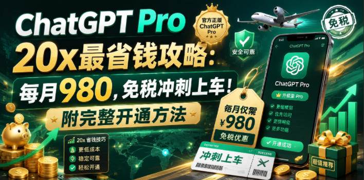 （18790期）ChatGPT Pro 20x 最省钱攻略：每月980，免税冲刺上车！附完整开通方法-邪修侠 - 演示
