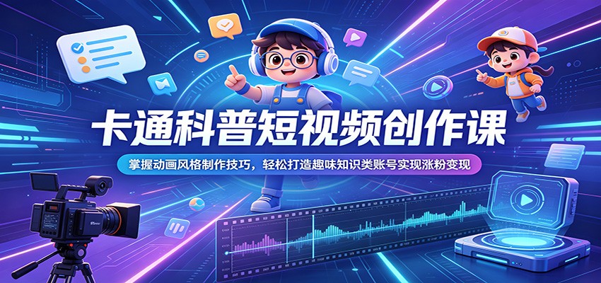 卡通科普短视频创作课：掌握动画风格制作技巧，轻松打造趣味知识类账号实现涨粉变现-邪修侠 - 演示
