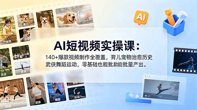 (18781期)AI短视频实操课:140+爆款视频制作全覆盖,育儿宠物治愈历史武侠舞蹈运动,零基础也能批量产出-邪修侠 - 演示