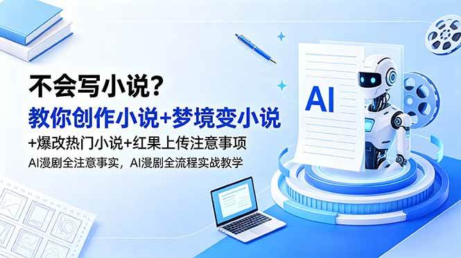 （18801期）不会写小说？教你创作小说+梦境变小说+爆改热门小说+红果上传注意事项，AI漫剧全流程实战教学-小白项目网