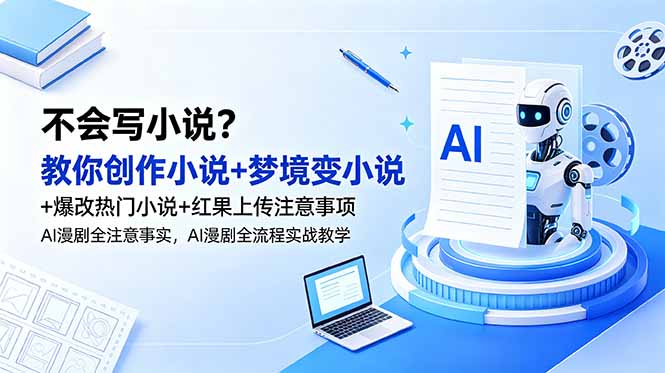 不会写小说？教你创作小说+梦境变小说+爆改热门小说+红果上传注意事项，AI漫剧全流程实战教学-怪兽网创俱乐部