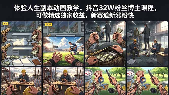 体验人生副本动画教学， 抖音32W粉丝博主课程，可做精选独家收益，新赛道新涨粉快-多课资源站