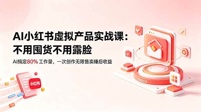 (18818期)AI小红书虚拟产品实战课-更新:不用囤货不用露脸,AI搞定80%工作量,一次创作无限售卖睡后收益-小白项目网