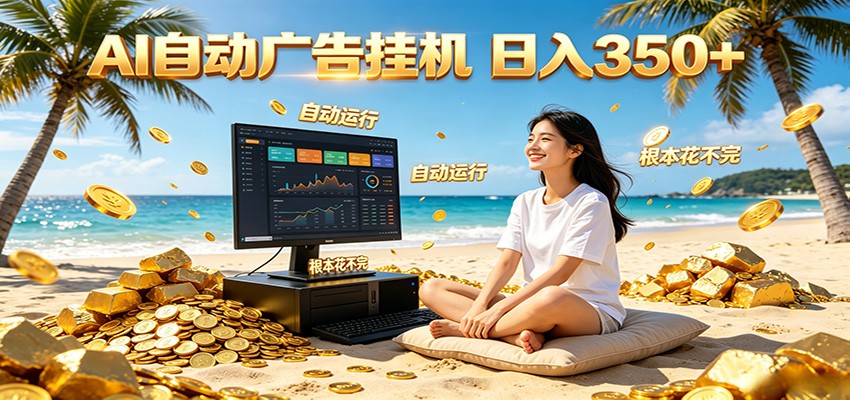 AI自动广告挂机 日入350+ 真正做到躺赚式变现，根本花不完！-多课资源站