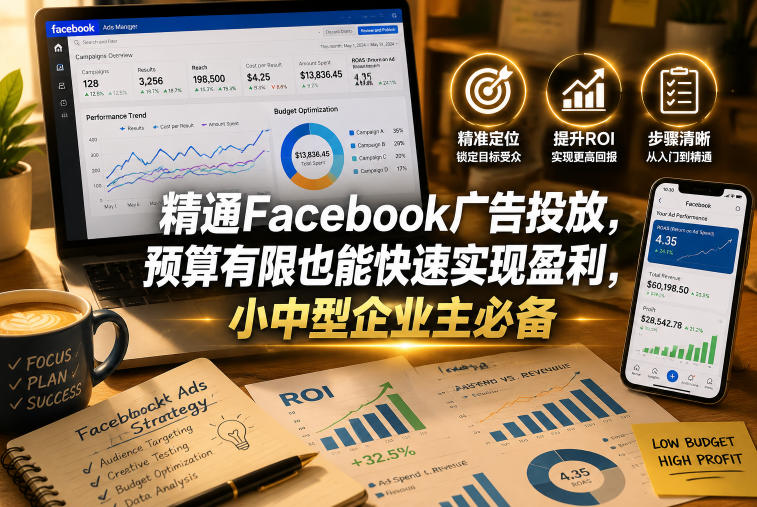 精通Facebook广告投放，预算有限也能快速实现盈利，小中型企业主必备【原创双语字幕】-怪兽网创俱乐部