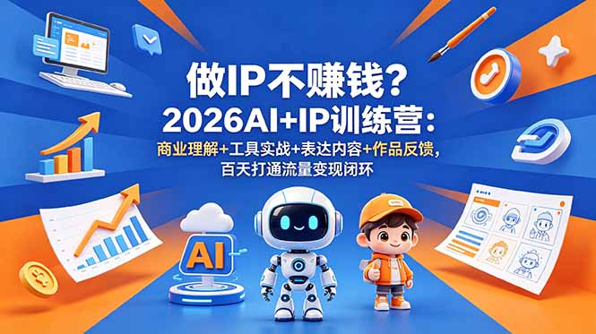 做IP不赚钱？2026AI+IP训练营：商业理解+工具实战+表达内容+作品反馈，百天打通流量变现闭环-怪兽网创俱乐部