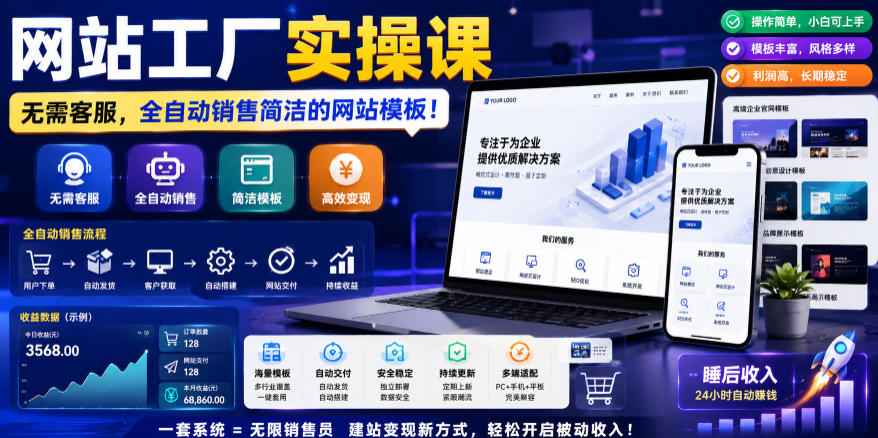 网站工厂实操课，无需客服，网站模板自动赚钱！【原创双语字幕】-邪修侠 - 演示