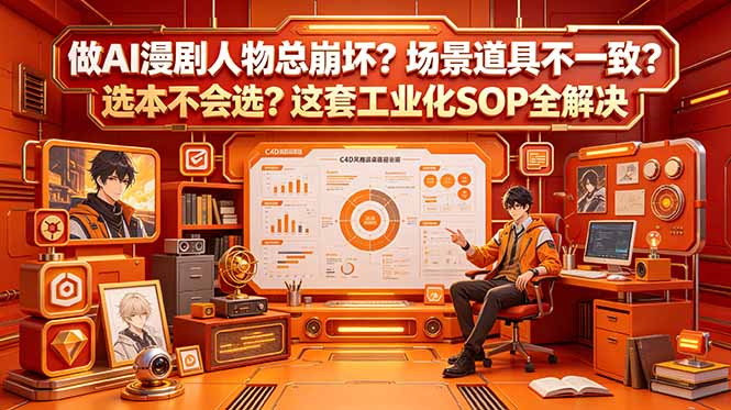 做AI漫剧人物总崩坏？场景道具不一致？选本不会选？这套工业化SOP全解决 (更新-多课资源站