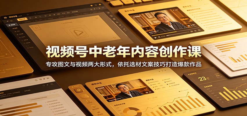 视频号中老年内容创作课：专攻图文与视频两大形式，依托选材文案技巧打造爆款作品-邪修侠 - 演示