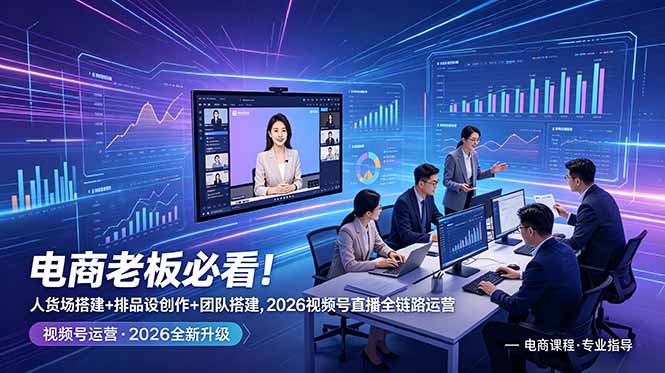 电商老板必看！人货场搭建+排品设计+素材创作+团队搭建，2026视频号直播全链路运营-多课资源站