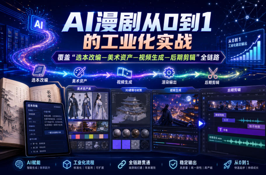 AI漫剧从0到1的工业化实战，覆盖“选本改编—美术资产—视频生成—后期剪辑”全链路（更新6月）-邪修侠 - 演示