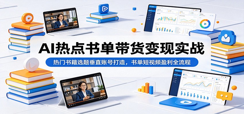 AI热点书单带货变现实战:热门书籍选题垂直账号打造,书单短视频盈利全流程-邪修侠 - 演示