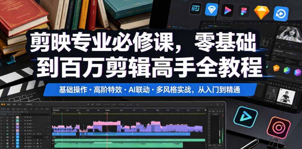 剪映专业必修课，零基础到百万剪辑高手全教程，基础操作・高阶特效・AI联动・多风格实战，从入门到精通-邪修侠 - 演示