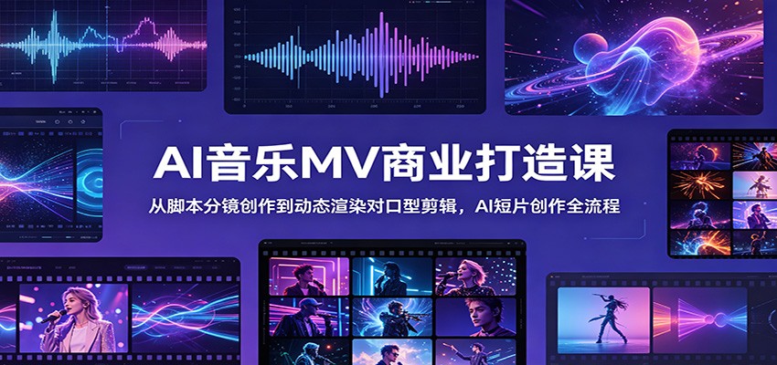 AI音乐MV商业打造课：从脚本分镜创作到动态渲染对口型剪辑，AI短片创作全流程-邪修侠 - 演示