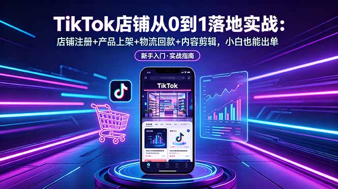 TikTok店铺从0到1落地实战:店铺注册+产品上架+物流回款+内容剪辑,小白也能出单-多课资源站
