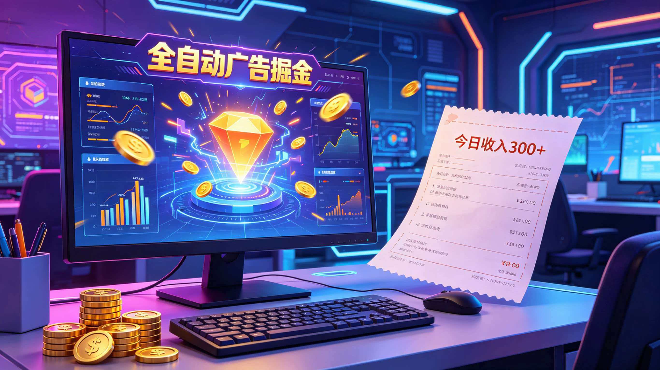 全自动广告掘金,日入300+。全程Ai自动化运行,解放双手,时间自由。收益稳定-邪修侠 - 演示