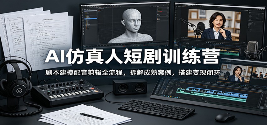 AI仿真人短剧训练营：剧本建模配音剪辑全流程，拆解成熟案例，搭建变现闭环-邪修侠 - 演示