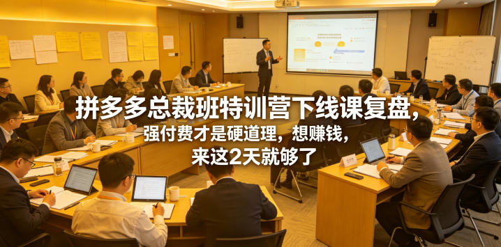 拼多多总裁班特训营下线课复盘,强付费才是硬道理,想賺钱,来这2天就够了-多课资源站