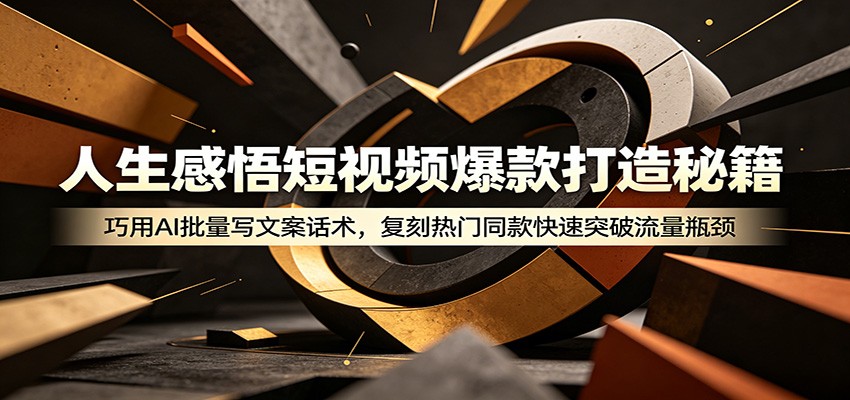 人生感悟短视频爆款打造秘籍:巧用A 批量写文案话术,复刻热门同款快速突破流量瓶颈-邪修侠 - 演示