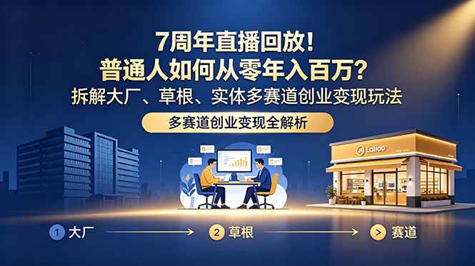 （18894期）7周年直播回放！普通人如何从零年入百万？拆解大厂、草根、实体多赛道创业变现玩法-邪修侠 - 演示