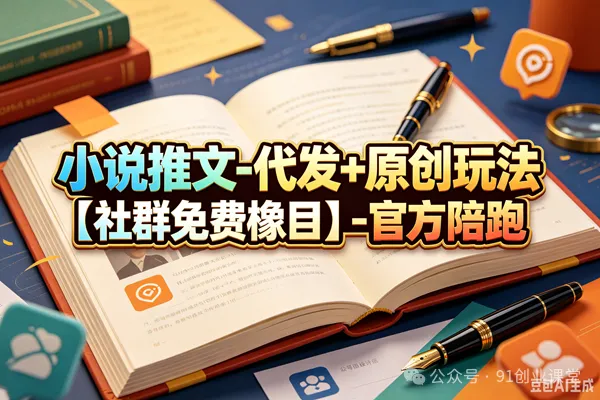 小说推文-代发+原创玩法【社群免费橡目】-官方陪跑-宝藏屋创业网