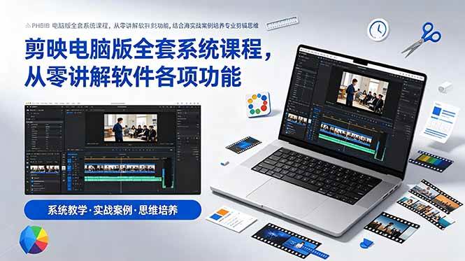 (18926期)剪映电脑版全套系统课程,从零讲解软件各项功能,结合海量实战案例培养专业剪辑思维-优优云网创