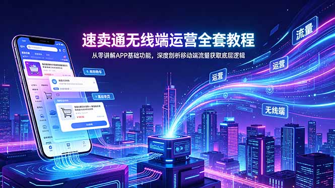 速卖通无线端运营全套教程，从零讲解APP基础功能，深度剖析移动端流量获取底层逻辑-多课资源站