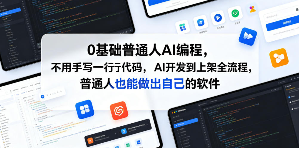 0基础普通人AI编程，不用手写一行代码，AI开发到上架全流程，普通人也能做出自己的软件-多课资源站