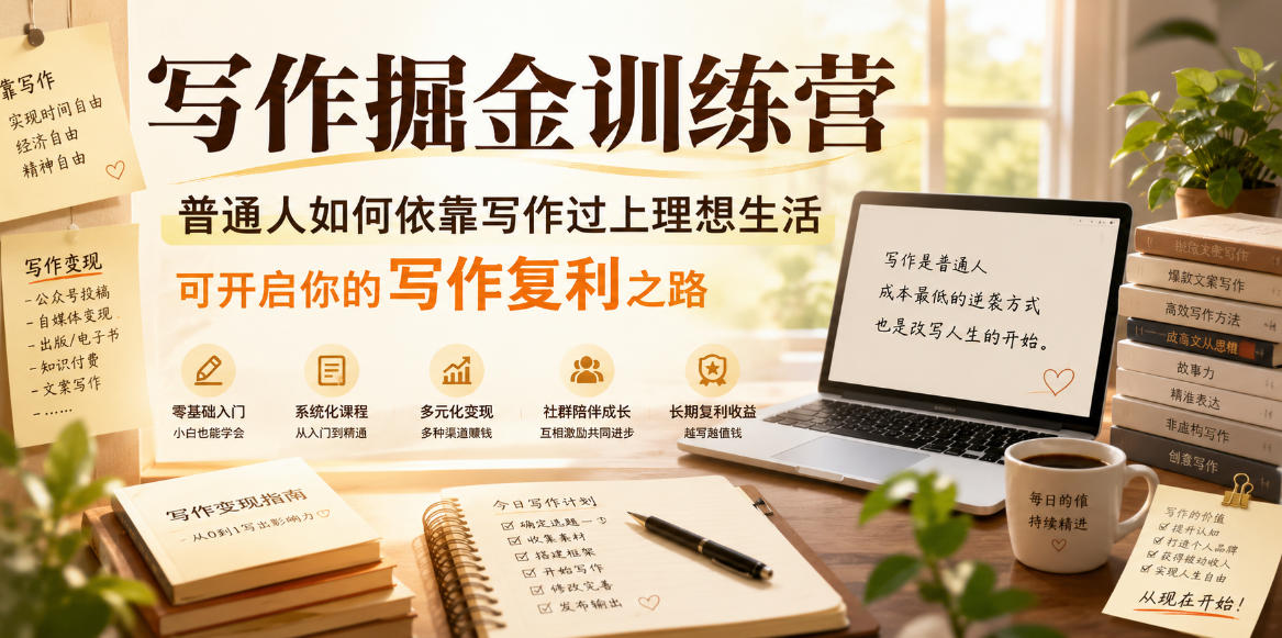 写作掘金训练营，普通人如何依靠写作过上理想生活，可开启你的写作复利之路（更新6月）-小栈博客