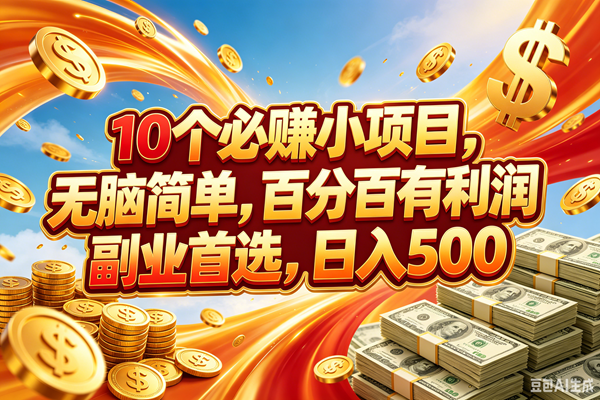 (18918期)10个必赚的小项目,百分百赚元子,无脑简单,副业首选,日入500+-小白项目网