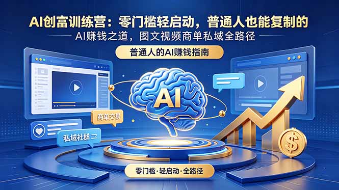 AI创富训练营:零门槛轻启动,普通人也能复制的AI赚钱之道,图文视频商单私域全路径-多课资源站