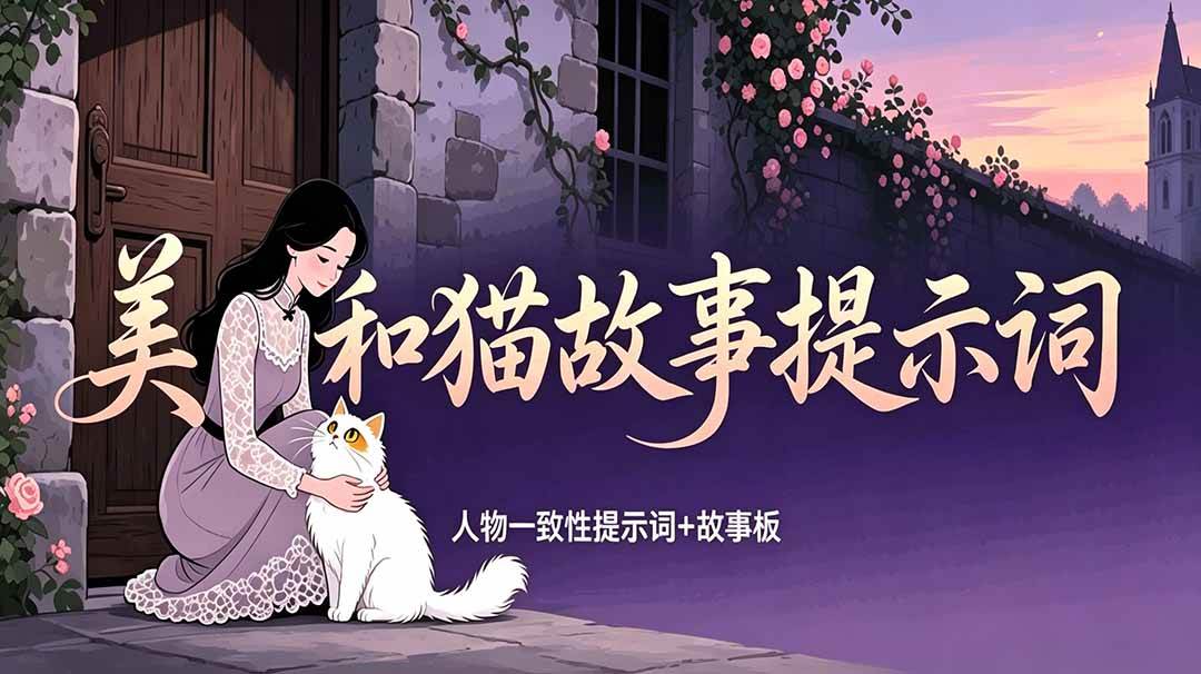 （18909期）美女和猫故事提示词，人物一致性提示词+故事板-邪修侠 - 演示