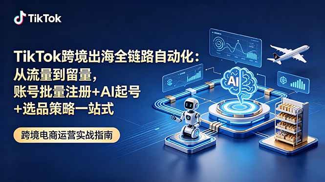 (18907期)TikTok跨境出海全链路自动化:从流量到留量,账号批量注册+AI起号+选品策略一站式-小白项目网