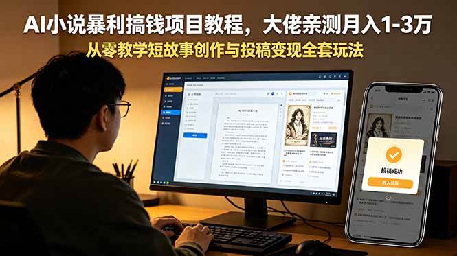 (18913期)AI小说暴利搞钱项目教程-更新,大佬亲测月入1-3万,从零教学短故事创作与投稿变现全套玩法-邪修侠 - 演示