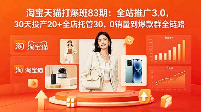 （18920期）2026淘宝天猫打爆班83期：全站推广3.0，30天投产20+全店托管30，0销量到爆款群全链路-邪修侠 - 演示
