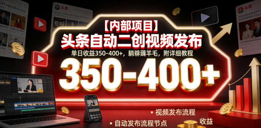 【内部项目】头条自动二创视频发布,单日收益350-400+,躺賺薅羊毛,附详细教程【揭秘】-邪修侠 - 演示