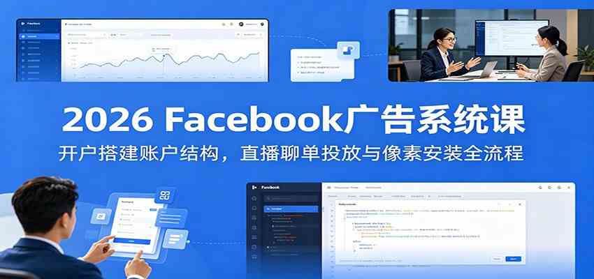2026 Facebook广告系统课：开户搭建账户结构，直播聊单投放与像素安装全流程-鹊桥梦网创