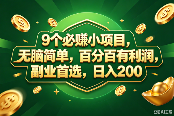 (18950期)9个必赚的小项目,百分百赚元子,无脑简单,副业首选,日入300+-小白项目网