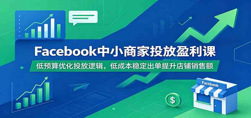 Facebook中小商家投放盈利课:低预算优化投放逻辑,低成本稳定出单提升店铺销售额-小栈博客