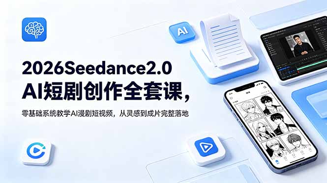 2026Seedance2.0AI短剧创作全套课，零基础系统教学AI漫剧短视频，从灵感到成片完整落地-多课资源站