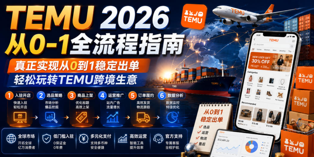 TEMU 2026从0-1全流程指南,真正实现从0到1稳定出单,轻松玩转TEMU跨境生意-小栈博客